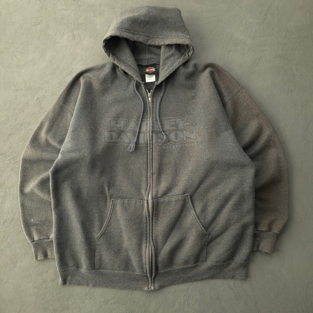 Vintage 2000s Harley Davidson Grey Zip Hoodie XL Clinton Iowa